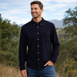 Vuori Long Sleeve Ace Button Down Shirt SZ Medium Black Casual Travel Wear EUC